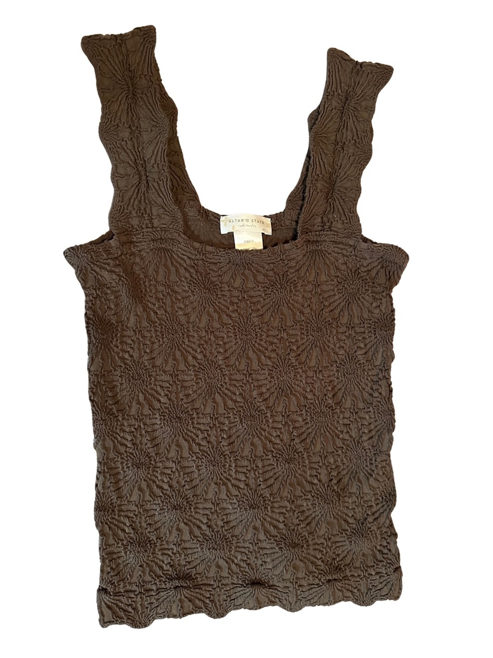 Altar'd State Intimates Brown Textured Tank Top Cami M/L Nylon Stretch